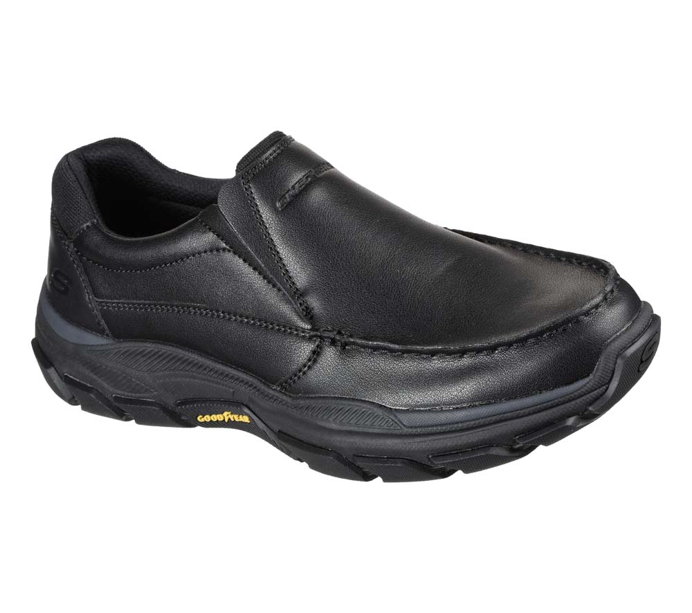 Skechers Respected Catel Black Mens Slip-On Shoes 204321 In Size 10 In Plain Black